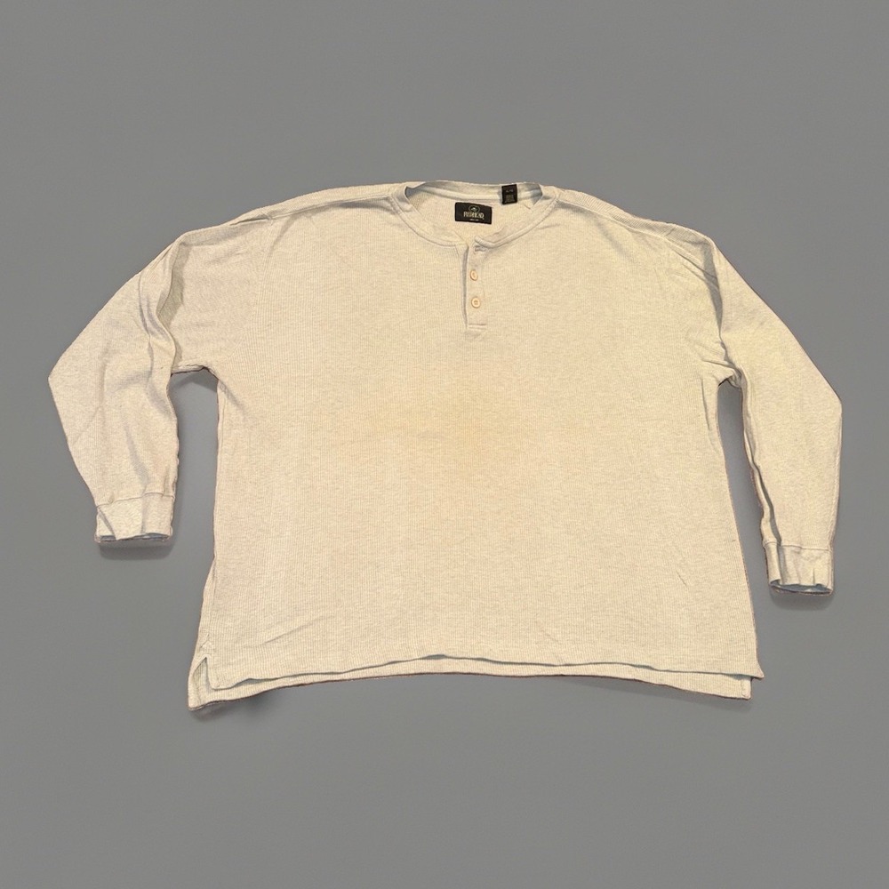 Redhead Mens XL Oatmeal Waffle Knit Thermal Henley Long Sleeve Shirt Outdoor